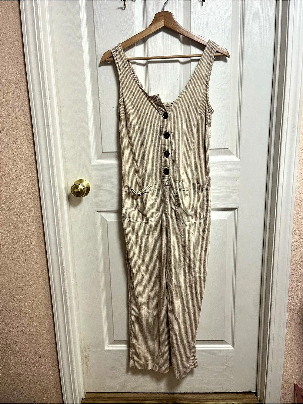 Marine Layer Sydney Beach Jumpsuit Striped Jumpsuit in Beige & White XS - Picture 7 of 16